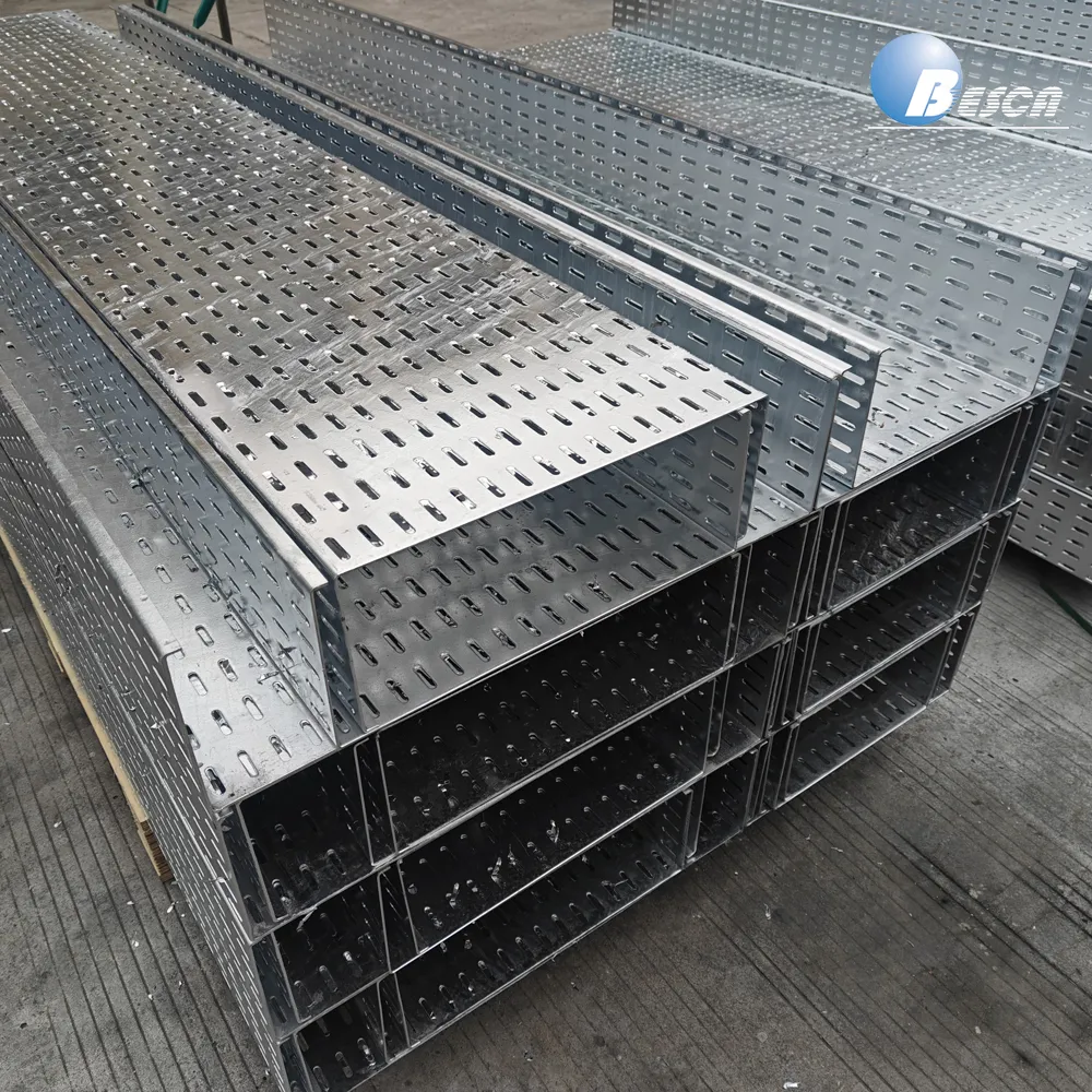 Aluminium FRP / GRP Steel Perforated Cable Tray 50 100 150 Height China+BC1/2/5/6 Cable Tray Straight+Besca+3000mm+50-1000mm