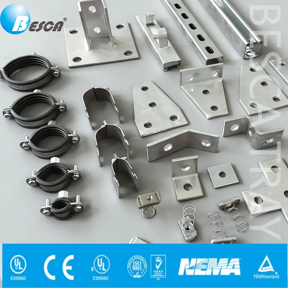 Cable Tray Accessories Connectors Metal Bracket Wire Duct Electrical Conduit Strut Clamp Pipe Clamp Tube Clip Jiangsu, China+BSC-BS+Besca+Coated With Anti-Corrosion Paint, Hot-Dip Galvanized, Passivated, Pre-Galvanized+Fitting and clamp