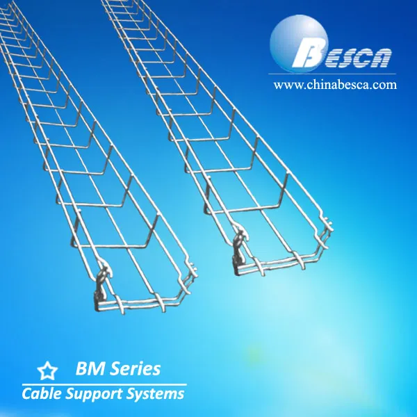 SS316 Wire Mesh Cable Tray with NEMA-VE-1 Certificate Shanghai, China+BM+ChinaBesca+1000/2440/3000/5800/6000mm+50-900mm