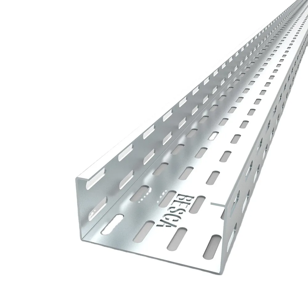 Slotted Ventilated Cable Tray with Holes Size in 7x30mm with Divider Jiangsu, China+BC+BESCA+2.44mm/3m/6m+50-900mm
