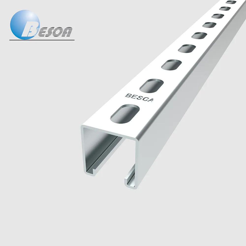 Galvanized Steel Rail Strut Channel in 41x41x2mm with End Cap Jiangsu, China+BS+BESCA+Hot-Dip Galvanized, Pre-Galvanized, Coated With Anti-Corrosion Paint, Anodized, Passivated+1-6 m