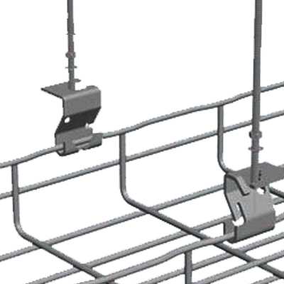 Collapsible Zinc Plated Wire Mesh Cable Tray Support with Cantilever Brackets and Connector and Hanger