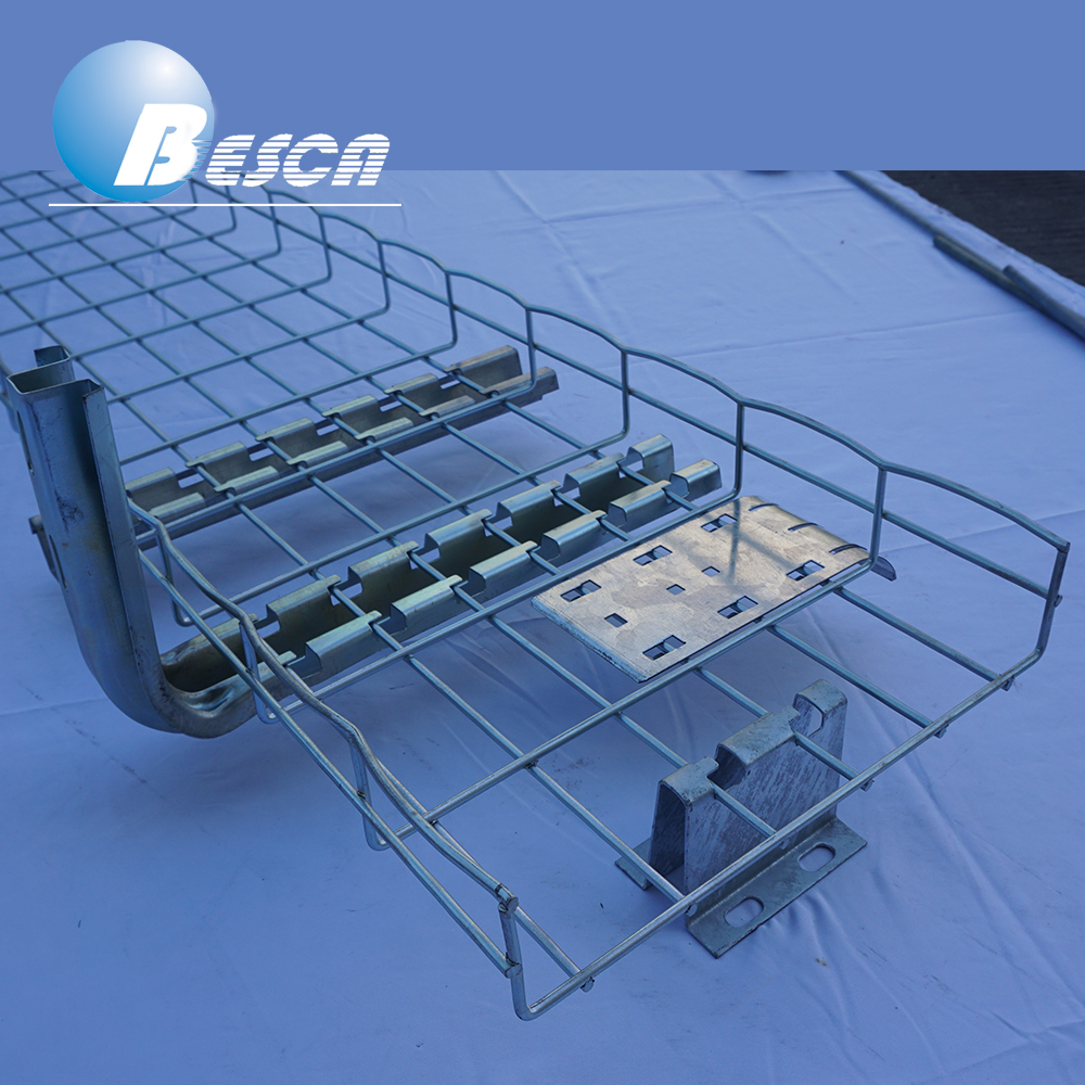 Electro-galvanized Wire Mesh Cable Tray With Mounting Bracket