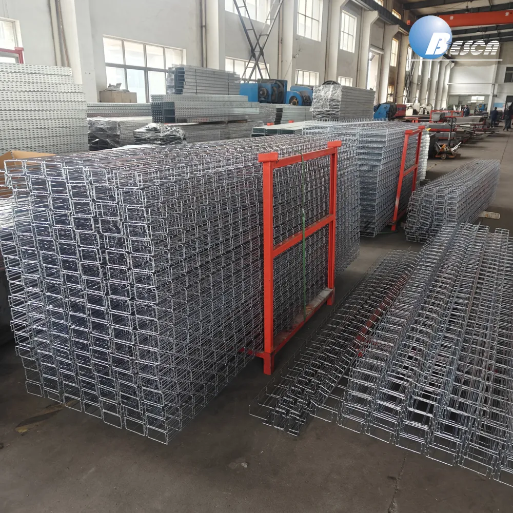 Large Size Steel Wire Mesh Cable Tray for High Density Fiber Optic Cables in Power Plant and Industrial Applications 1-6m+50-1000 mm