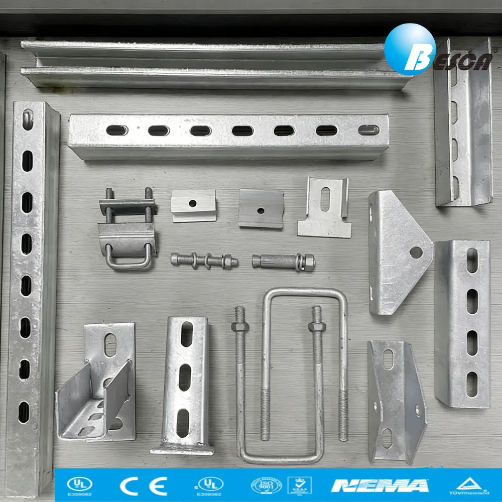 Corrosion-Resistant Cable Tray Fittings: Essential Brackets & Clamps for Commercial & Data Center Installations Jiangsu, China+BSC-BS+Besca+Coated With Anti-Corrosion Paint, Hot-Dip Galvanized, Passivated, Pre-Galvanized+Fitting and clamp