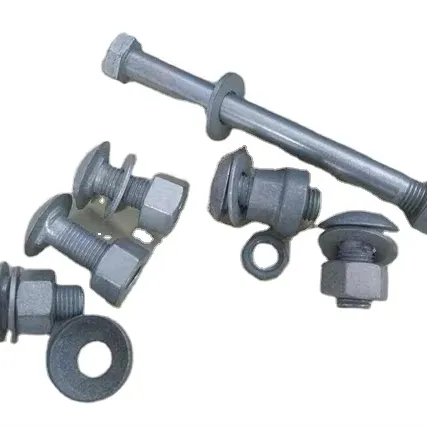 AASHTO M180 M16 Steel Metal Zinc-Coated Bolts and Nuts Set for Guardrail Plate Connecting Traffic Barriers Silver