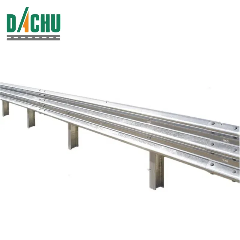 AASHTO M180 Corrugated Wave Guardrail Steel Traffic Barrier Hot Dipped Galvanized Highway Crash Barrier for Enhanced Road Safety Tianjin, China+Dachu+America Standard Three Beam Guardrail+Steel plus zinc coating+Silver