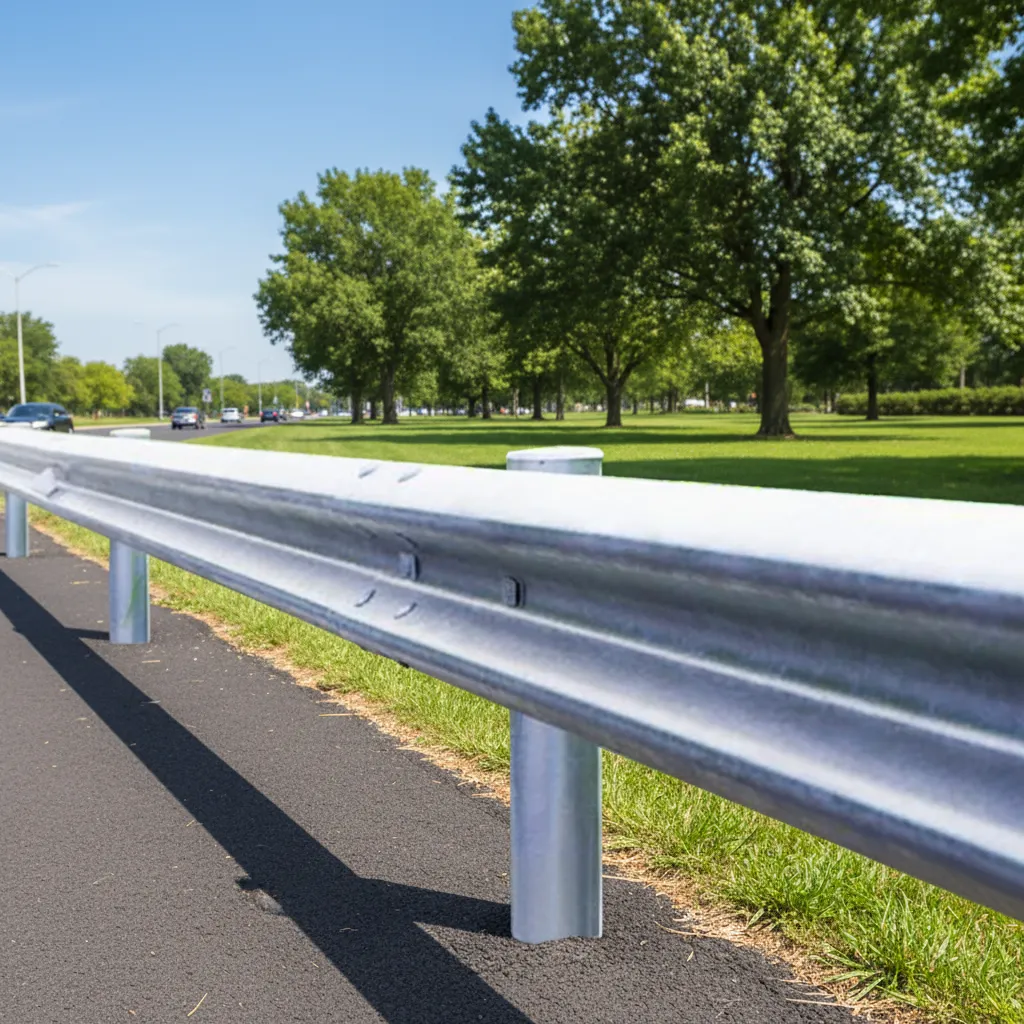 Durable Hot-Dip Galvanized Steel Guardrail Roadway Safety Beam for Highway Crash Barrier Protection Silver