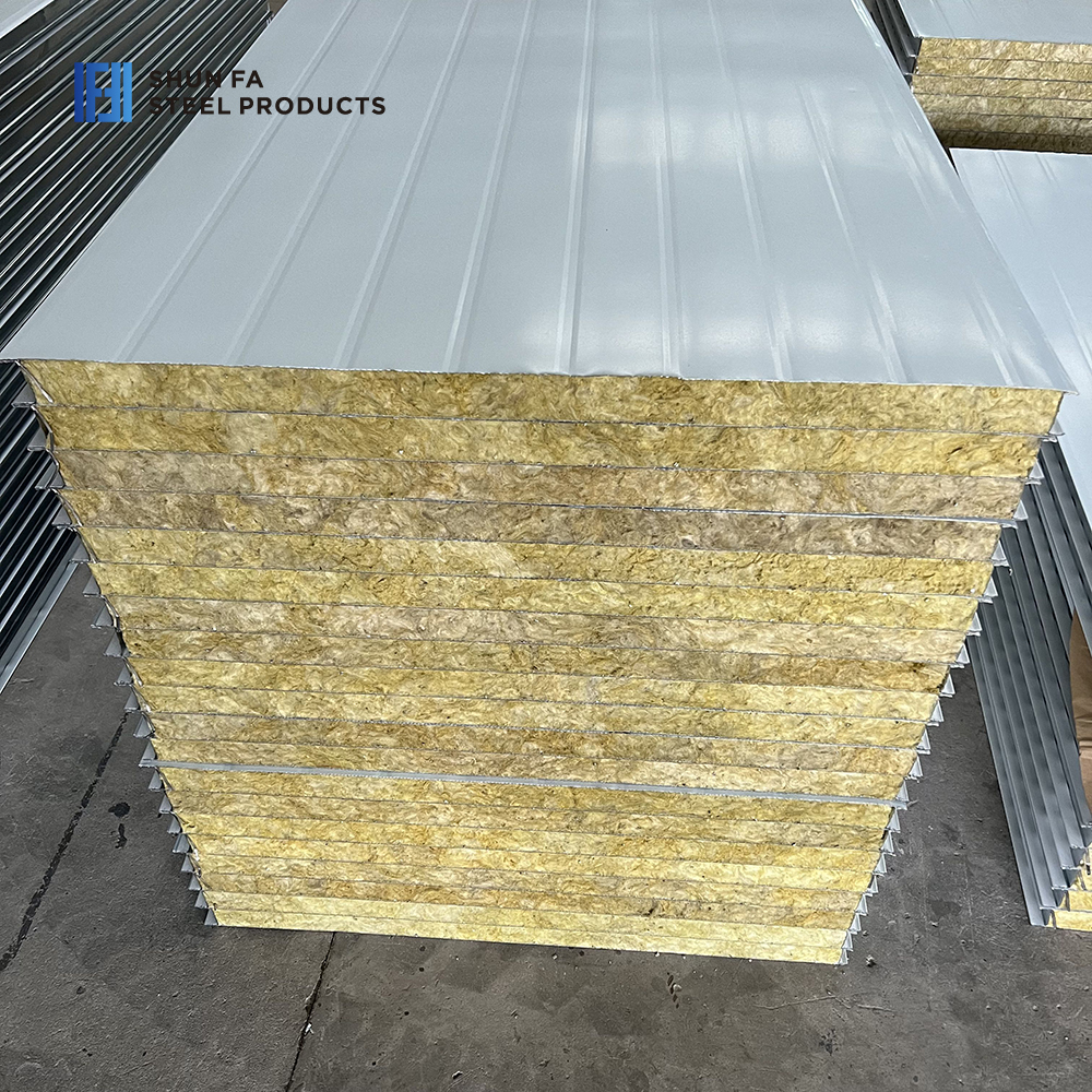 Custom Rock Wool Sandwich Panels Walls Insulation SIP Acoustical House Siding Foam for Cool Room Metal Carved Panels