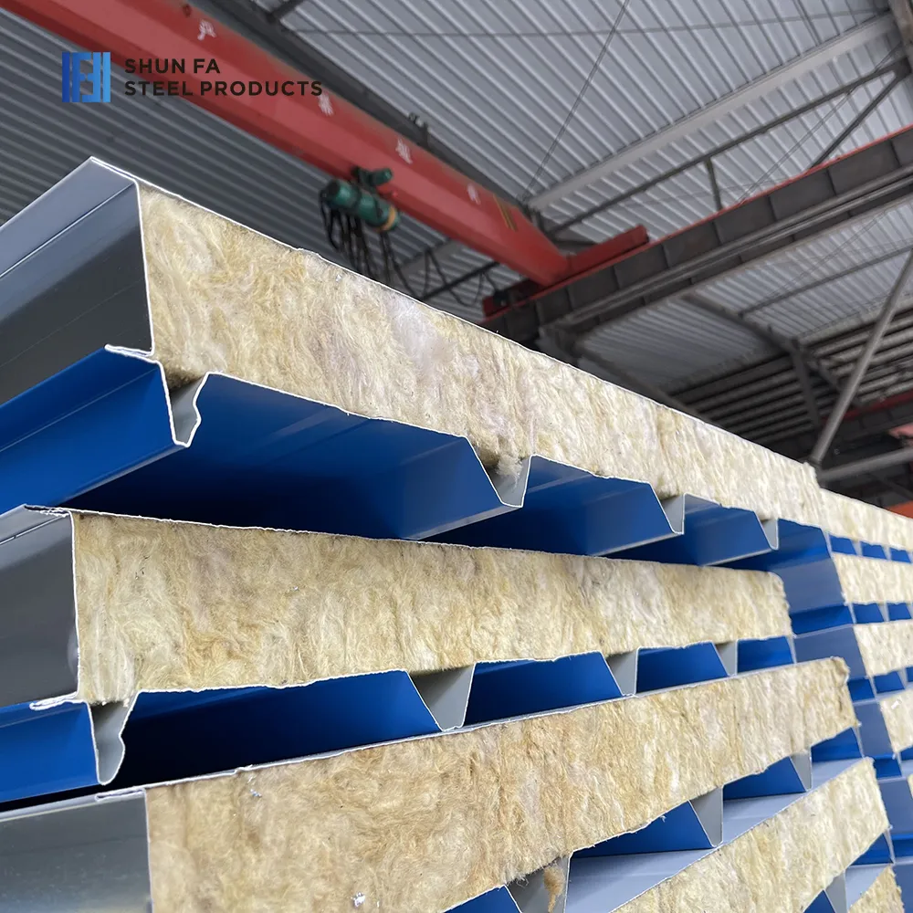 Custom Length Rock Wool Roof Sandwich Panel Insulation SIP Acoustical House Siding Building Construction Materials