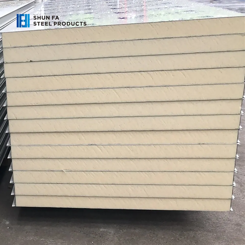 Exterior Wall Steel 50mm PU Polyurethane Sandwich Panels Custom Roof Outdoor Siding Boards Soundproof Farm Cold Room Warehouse