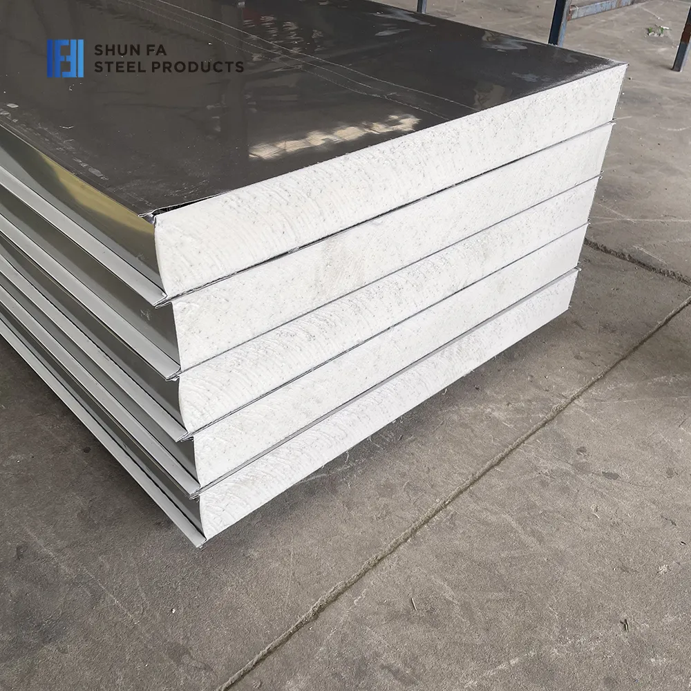 Custom 75mm Exterior Wall PU Sandwich Panel Aluminum Steel Roof Outdoor Siding Boards Soundproof Farm Cold Room Hotel Warehouse