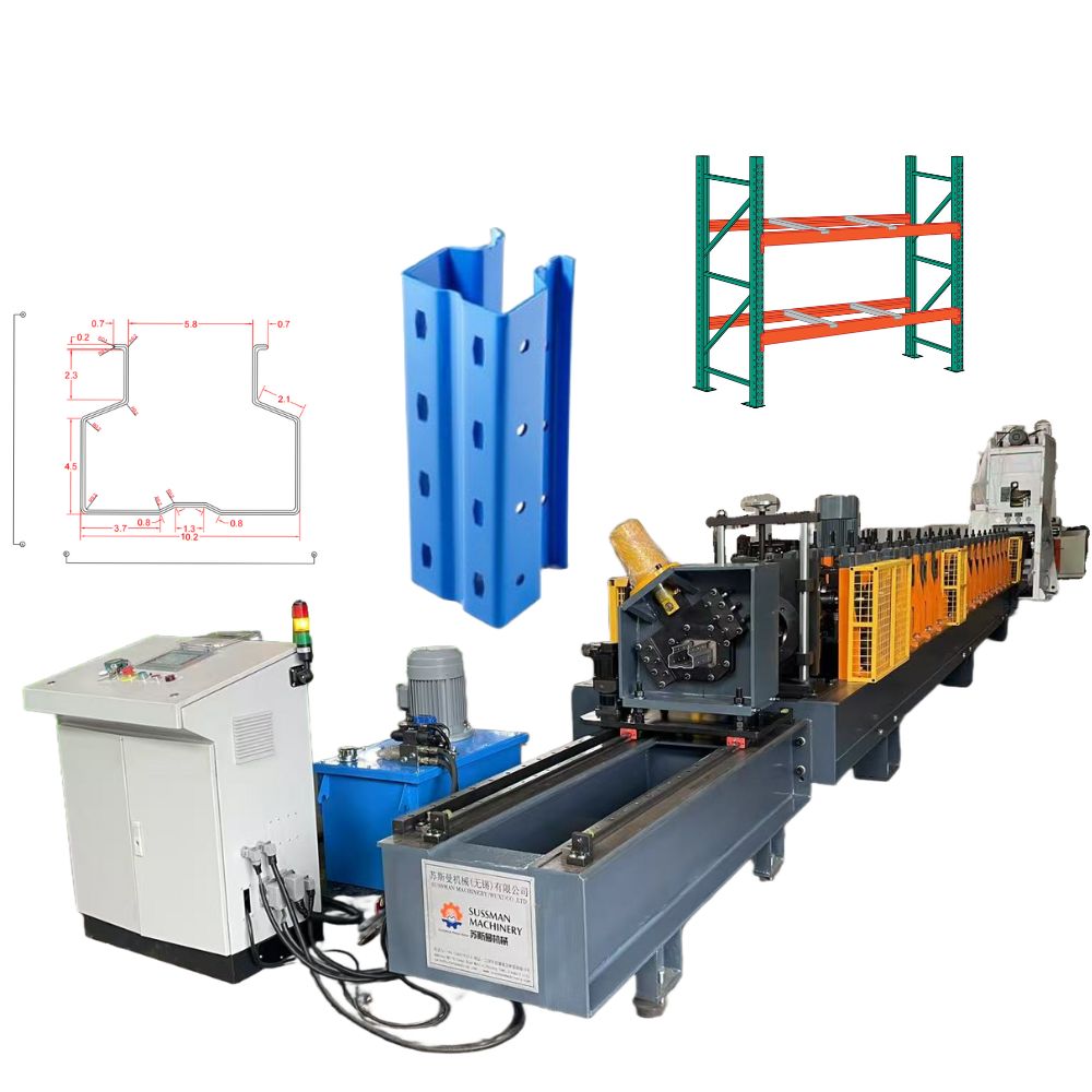 1.5-2.5mm Thickness Carbon Steel Warehouse Storage Racking System Upright Column Post Roll Forming Machine