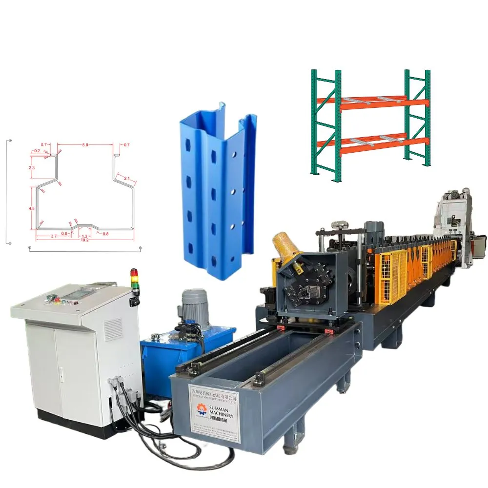 1.5-2.5mm Thickness Carbon Steel Warehouse Storage Racking System Upright Column Post Roll Forming Machine