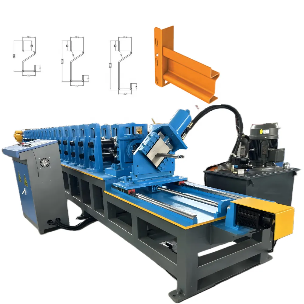 Galvanized Steel Industrial Warehouse Storage System Z M Beam Rivet Shelving Roll Forming Machine