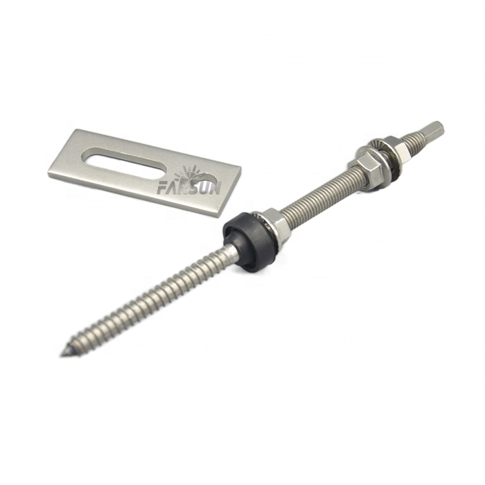 FarSun Metal Roof Solar Hanger Bolts 304 Threaded Wood Screw
