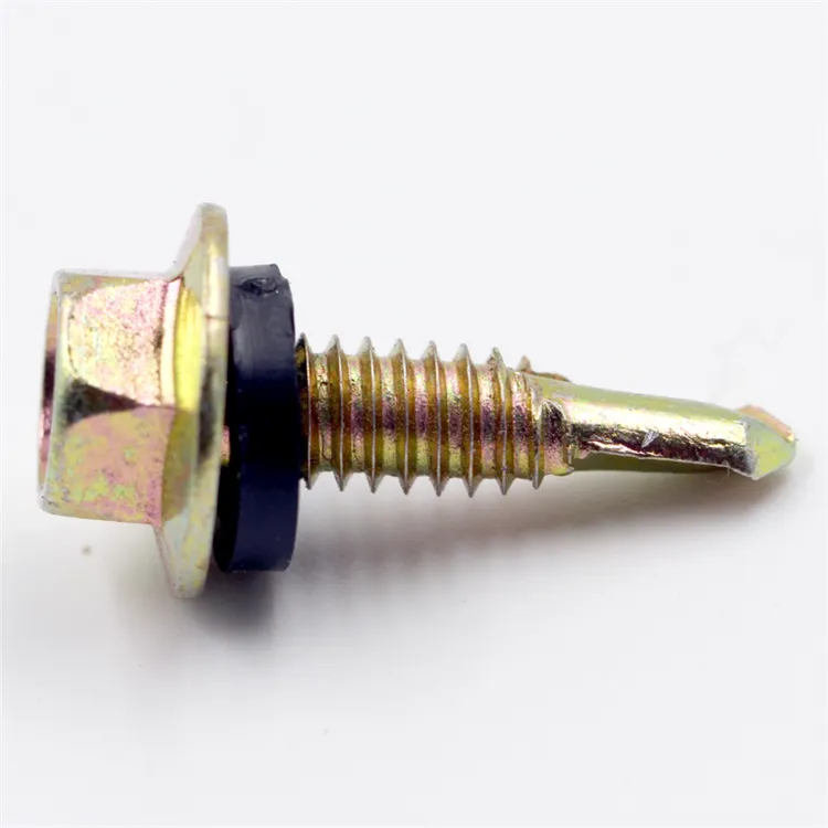 Indented Hex Cupped Washer Head Deep Undercut BSD Thread No.3 Point Self Drilling Screw Hex Cap Screws+12mm+#6