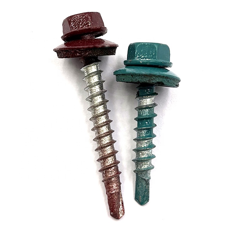 High Quality Factory Wholesale Carbon Steel Hex Head Color Painted Self Drilling Screws