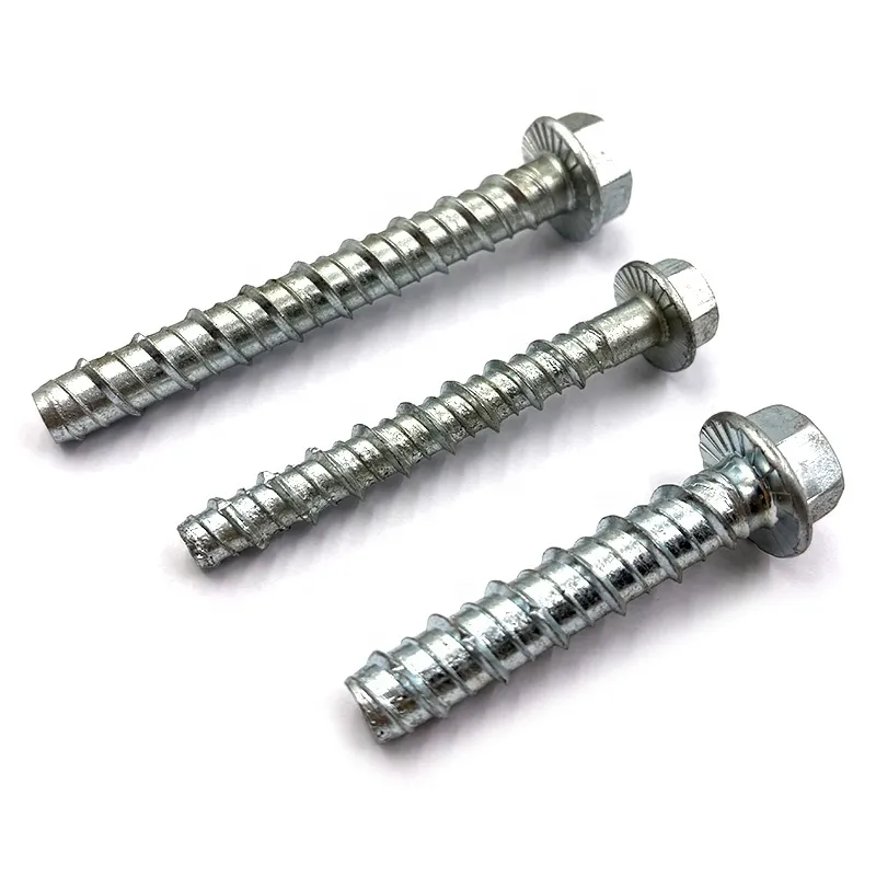Factory Wholesale Hex Flange Head White Galvanized Concrete Masonry Screw Anchor Hex Flange Bolts+80 mm+M10