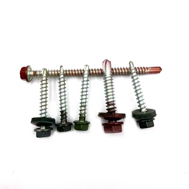 Huazhen Brand Self Drilling Screws M3.5 M6 Carbon Steel Fine Thread Class 4.8 6.8 Color Painted Hex Head for Roofing Metal