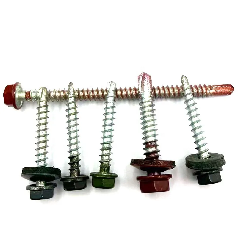 Leading China Factory Color Painted Hex Washer Head Self Drilling Screw Wholesale Price color painted hex washer screw+90 mm