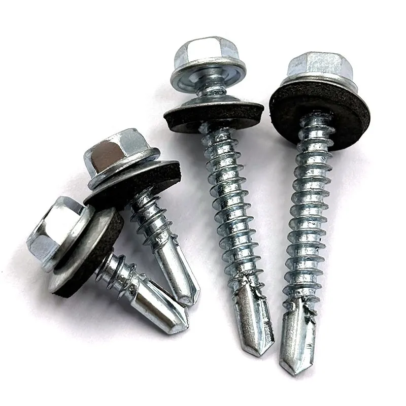 Top Quality Factory Supply Zinc Plated Galvanized Self Drilling Hex Head Screw Metal to Metal with EPDM Bonded Rubber Washer Self-Drilling Screws+16mm