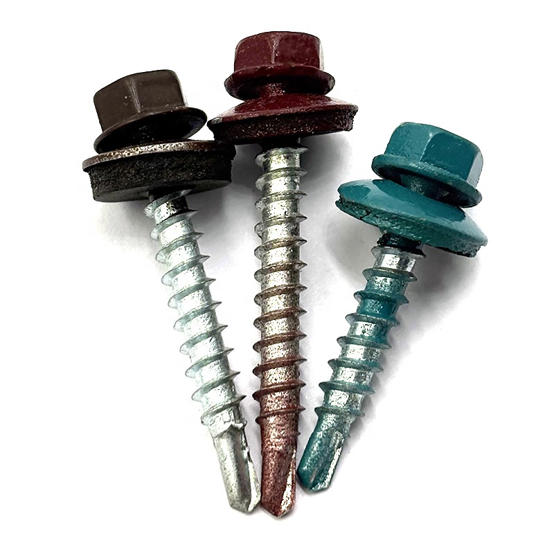 High Quality Wholesale Self Drilling Screws with Colored Finish Hex Washer Head Zinc Plated for Construction
