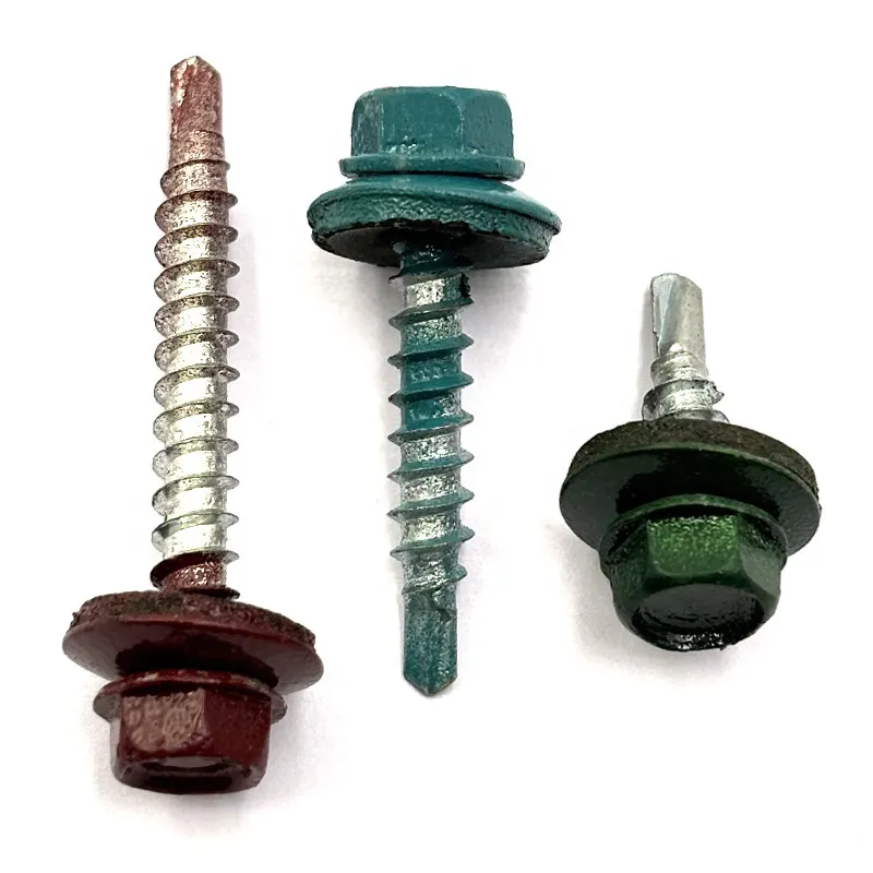 High Quality Factory Wholesale Carbon Steel Hex Head Color Painted Self Drilling Screws Made in China Color Painted Hex Head Screws+25mm+M4.8