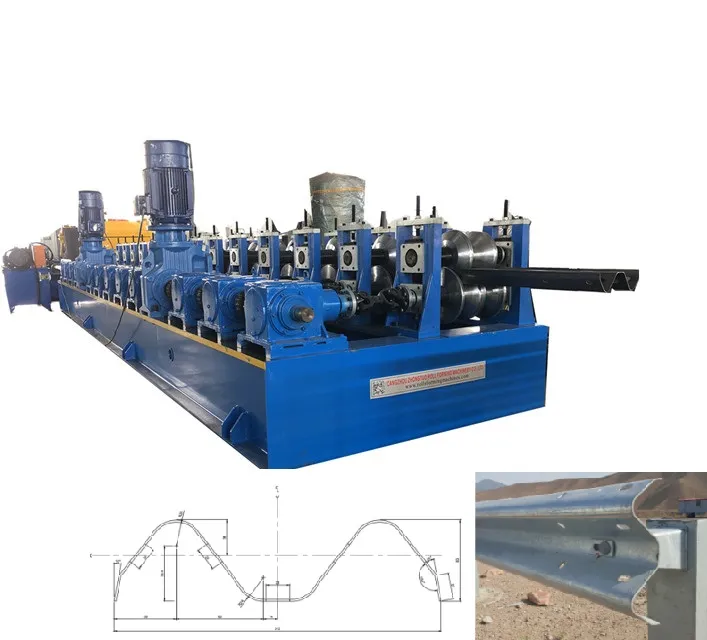 Highway Road Guardrails Two or Three Beam Guardrail Rolling Forming Machine 12 m/min+ZTE-GRW+86KW