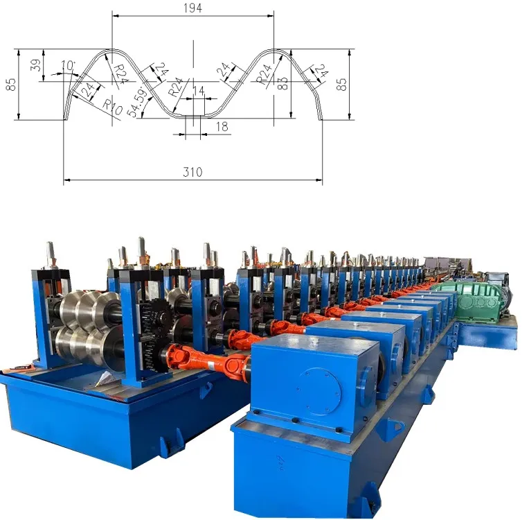 Two Wave and Three Wave Guardrail Profile Rolling Forming Machine HG-1+45kw+5 m/min